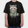 Raccoon Scarf Winter, Tricou Oversize Barbati (Unisex)