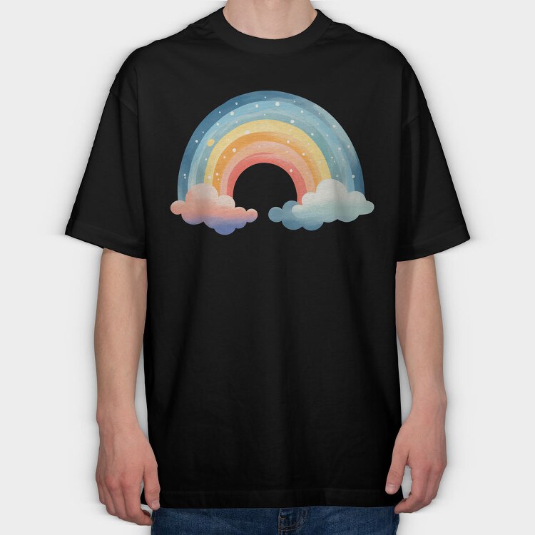Rainbow Clouds Joy, Tricou Oversize Barbati (Unisex)