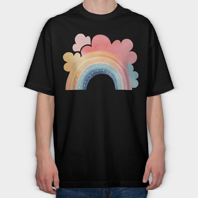 Rainbow Clouds Sky, Tricou Oversize Barbati (Unisex)