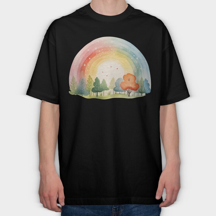 Rainbow Forest Trees, Tricou Oversize Barbati (Unisex)