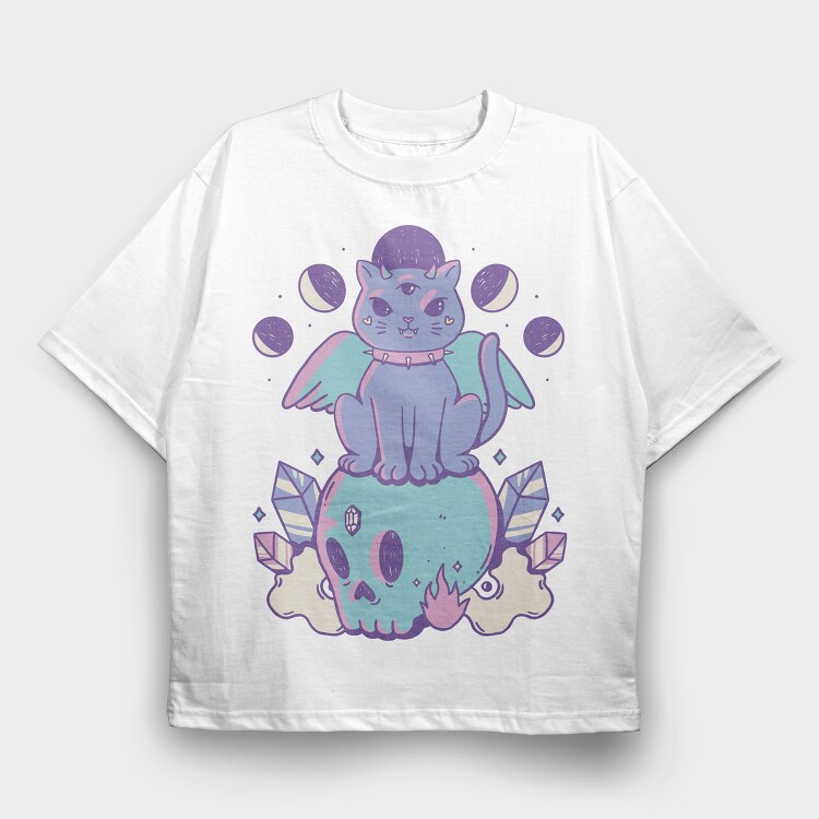 Pastel Goth Cat, Tricou Oversize Barbati (Unisex)