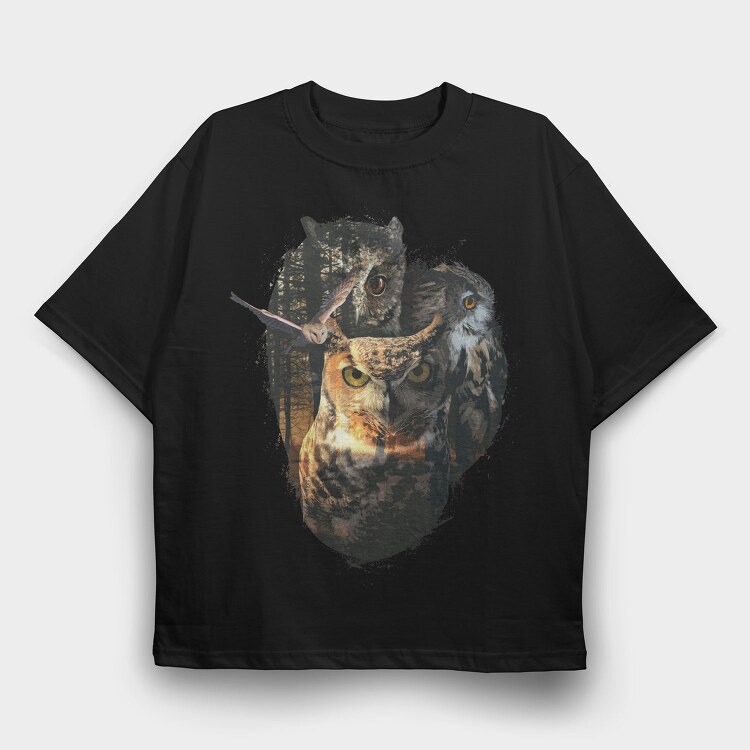 Owls Forest, Tricou Oversize Barbati (Unisex)