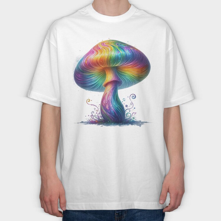 Rainbow Mushroom Splatter, Tricou Oversize Barbati (Unisex)