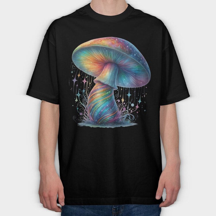 Rainbow Mushroom Stars, Tricou Oversize Barbati (Unisex)