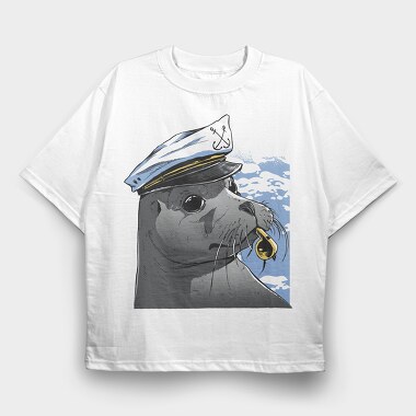 Seal Captains Hat, Tricou Oversize Barbati (Unisex)