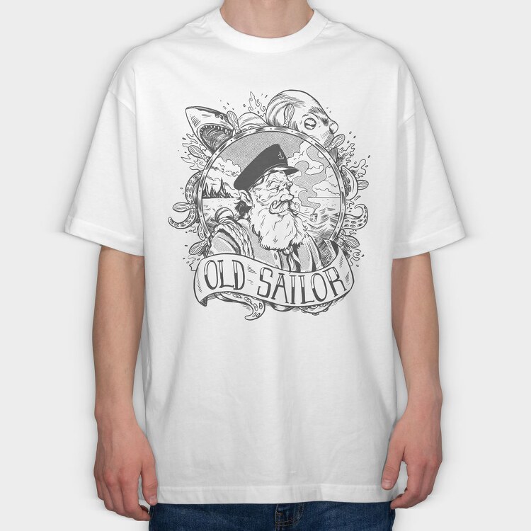 Old Sailor Black, Tricou Oversize Barbati (Unisex)