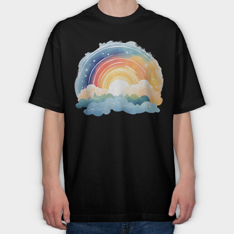 Rainbow Cloud Mountain, Tricou Oversize Barbati (Unisex)