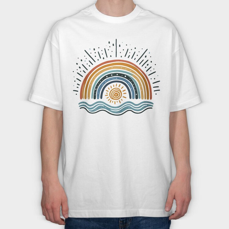 Rainbow Sunny Sky, Tricou Oversize Barbati (Unisex)