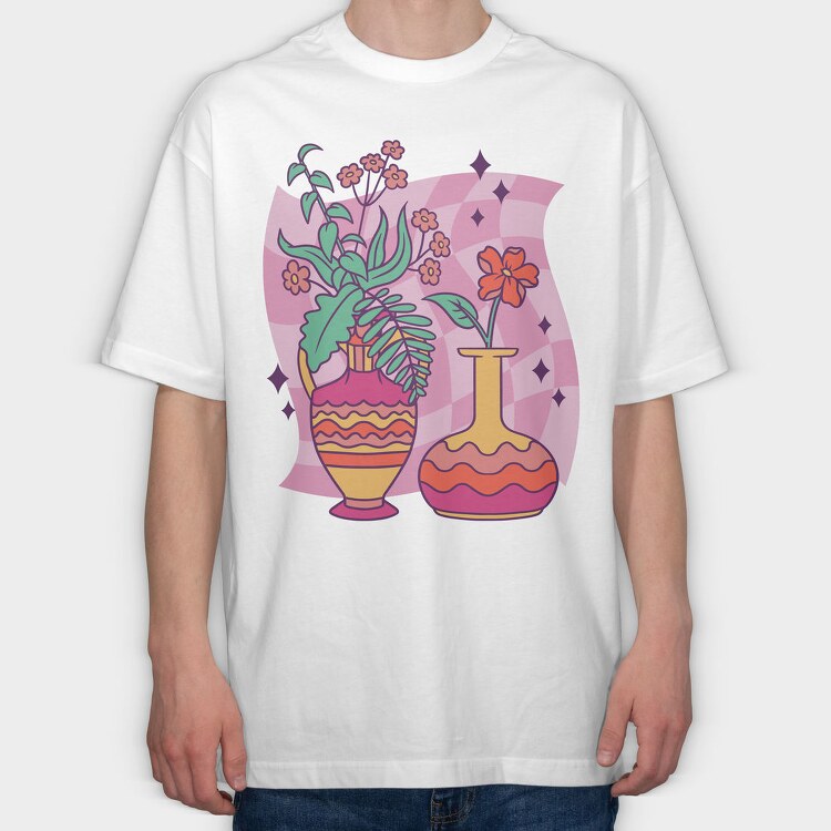 Colorful Flower Vases, Tricou Oversize Barbati (Unisex)