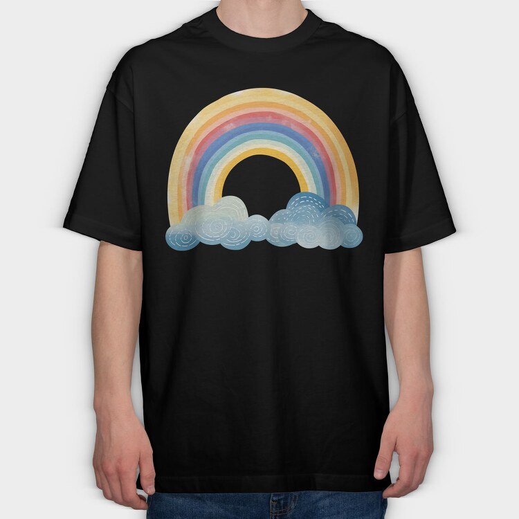 Rainbow Cloud Sky, Tricou Oversize Barbati (Unisex)