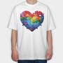 Rainbow Puzzle Heart, Tricou Oversize Barbati (Unisex)