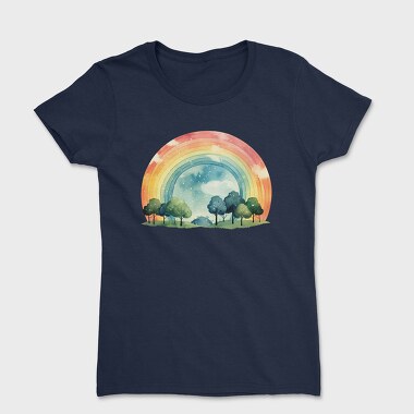 Rainbow Trees Clouds, Tricou Femei