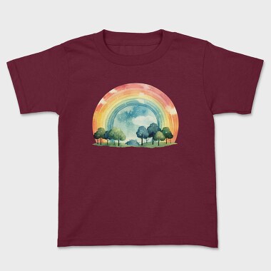 Rainbow Trees Clouds, Tricou Copii