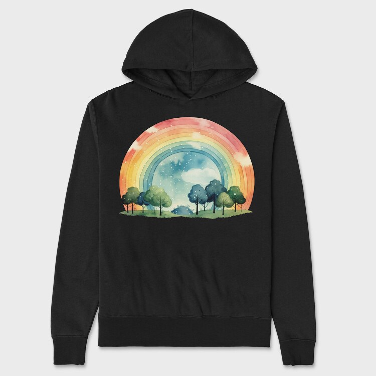 Rainbow Trees Clouds, Hanorac Oversize Barbati (Unisex)