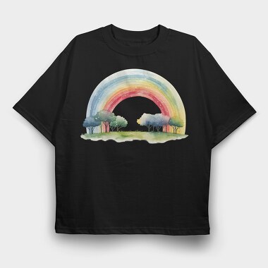 Rainbow Trees Set, Tricou Oversize Barbati (Unisex)