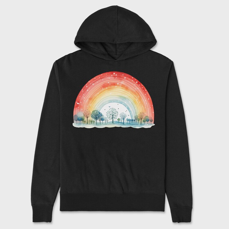 Rainbow Trees Sky, Hanorac Oversize Barbati (Unisex)