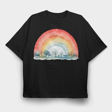 Rainbow Trees Sky, Tricou Oversize Barbati (Unisex)