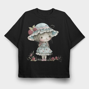 Raspberry Hat Girl, Tricou Oversize Barbati (Unisex)