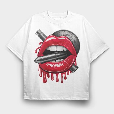 Rebel Lips Bite, Tricou Oversize Barbati (Unisex)