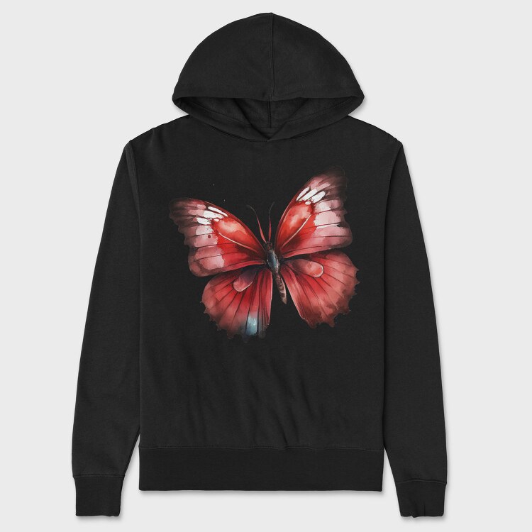 Red Butterfly Clipart, Hanorac Oversize Barbati (Unisex)
