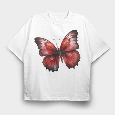 Red Butterfly Clipart, Tricou Oversize Barbati (Unisex)