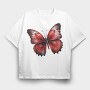 Red Butterfly Clipart, Tricou Oversize Barbati (Unisex)