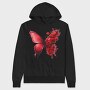 Red Butterfly Floral, Hanorac Oversize Barbati (Unisex)
