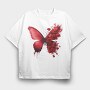 Red Butterfly Floral, Tricou Oversize Barbati (Unisex)