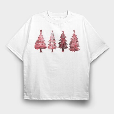 Red Christmas Trees Set, Tricou Oversize Barbati (Unisex)
