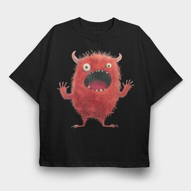 Red Monster Face, Tricou Oversize Barbati (Unisex)