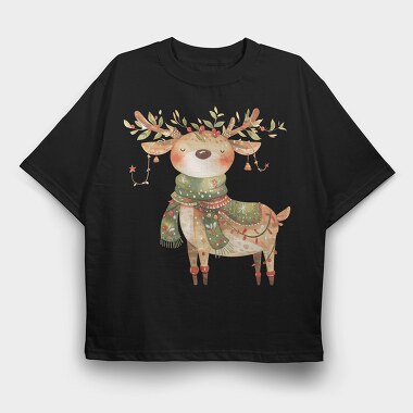 Reindeer Christmas Hat, Tricou Oversize Barbati (Unisex)