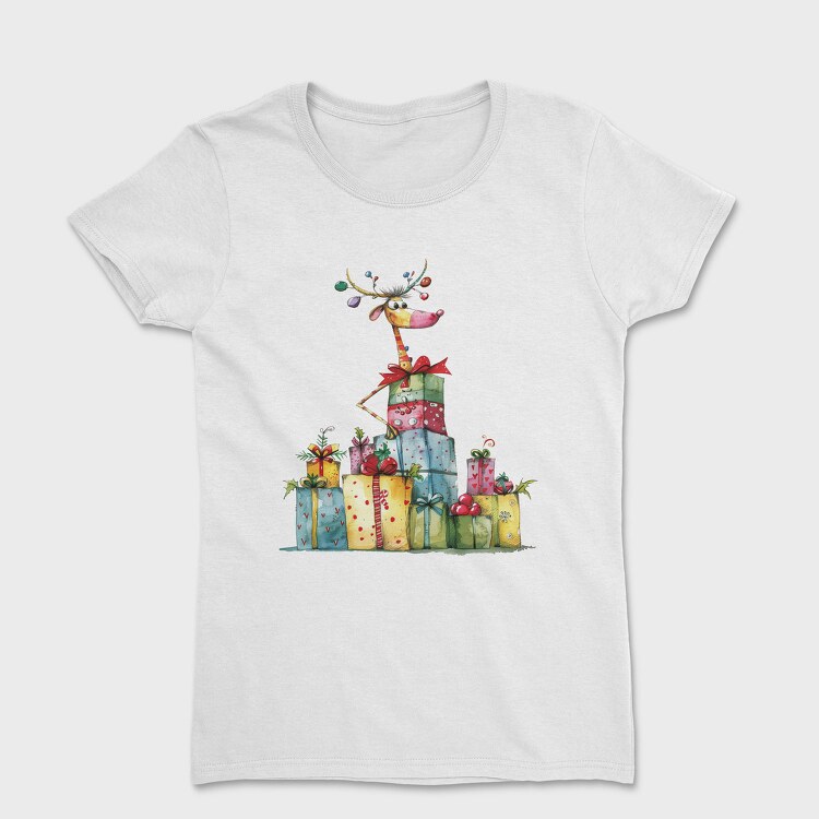Reindeer Gift Stack, Tricou Femei