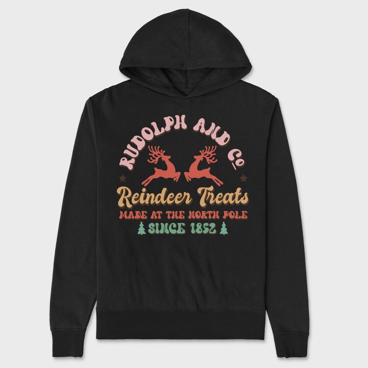 Reindeer Holiday Treats, Hanorac Oversize Barbati (Unisex)