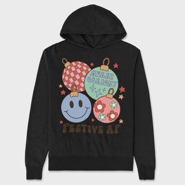 Retro Christmas Balls, Hanorac Oversize Barbati (Unisex)