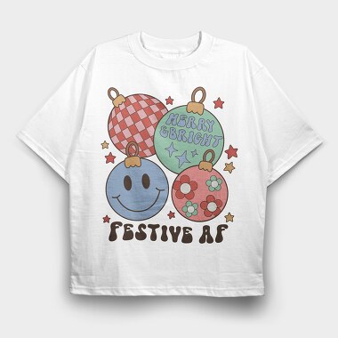 Retro Christmas Balls, Tricou Oversize Barbati (Unisex)