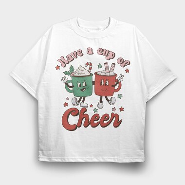 Retro Christmas Cups, Tricou Oversize Barbati (Unisex)