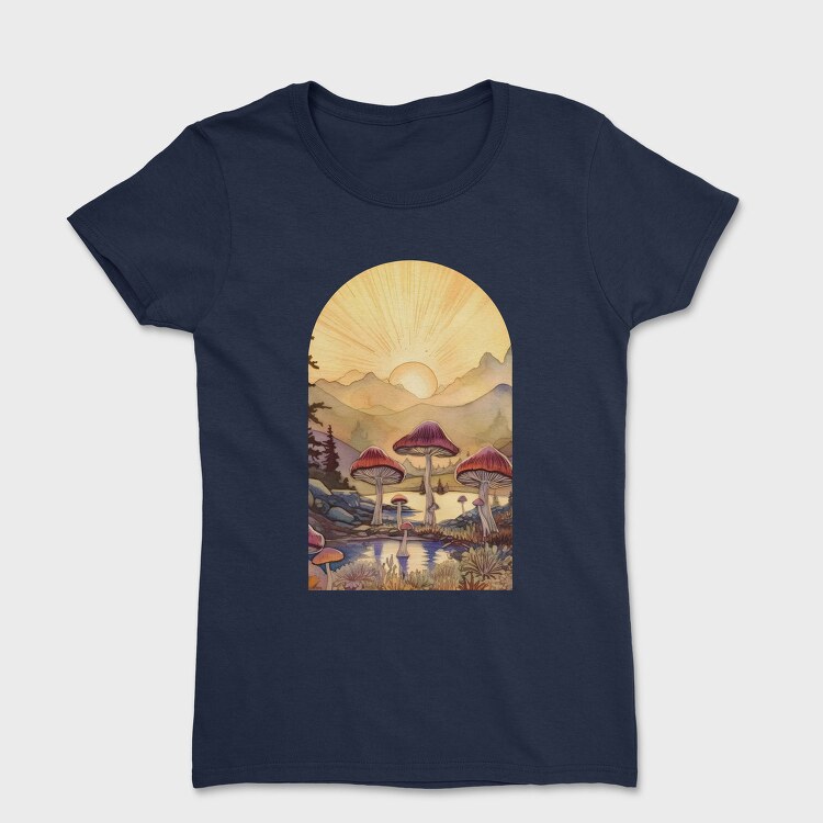 Retro Mushroom Sunset, Tricou Femei