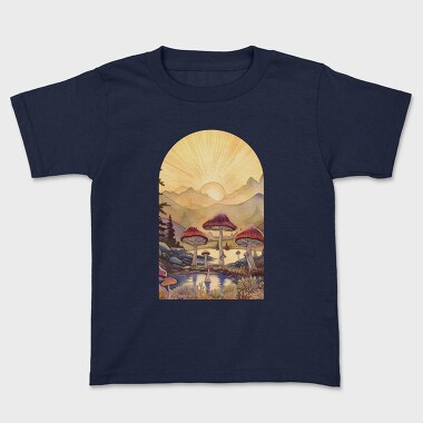 Retro Mushroom Sunset, Tricou Copii