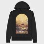 Retro Mushroom Sunset, Hanorac Oversize Barbati (Unisex)
