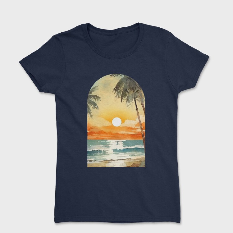 Retro Ocean Sunset, Tricou Femei