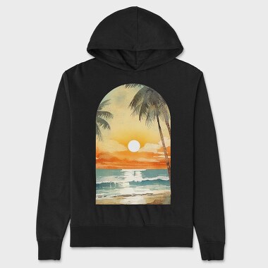 Retro Ocean Sunset, Hanorac Oversize Barbati (Unisex)