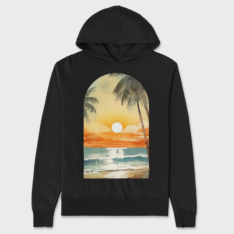Retro Ocean Sunset, Hanorac Oversize Barbati (Unisex)