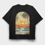 Retro Ocean Sunset, Tricou Oversize Barbati (Unisex)