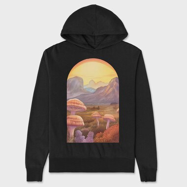 Retro Sunset Mushrooms, Hanorac Oversize Barbati (Unisex)