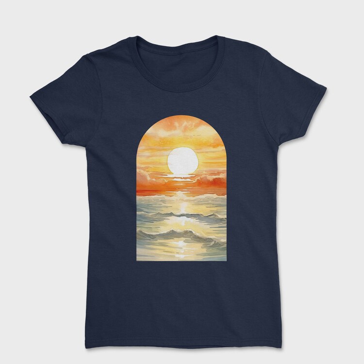 Retro Sunset Ocean Moved, Tricou Femei