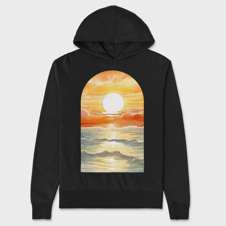 Retro Sunset Ocean Moved, Hanorac Oversize Barbati (Unisex)
