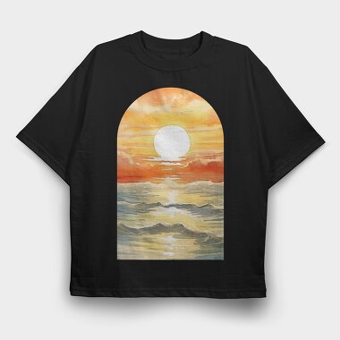 Retro Sunset Ocean Moved, Tricou Oversize Barbati (Unisex)