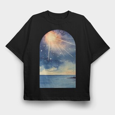 Retro Sunset Ocean, Tricou Oversize Barbati (Unisex)