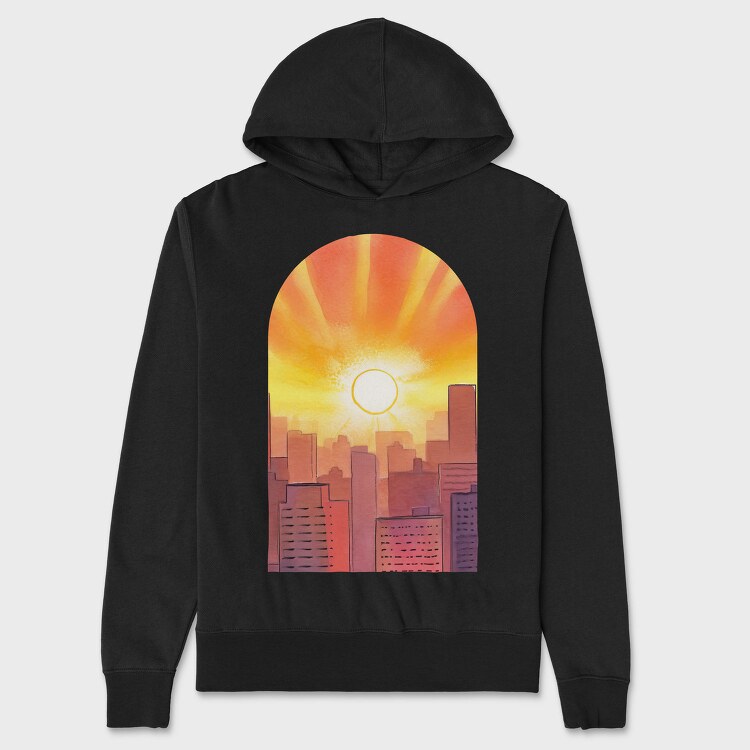 Retro Sunset Silhouette, Hanorac Oversize Barbati (Unisex)