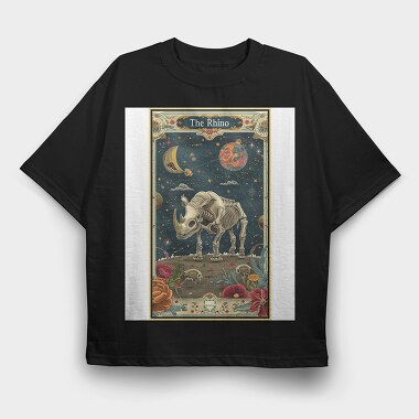 Rhino Skeleton Space, Tricou Oversize Barbati (Unisex)